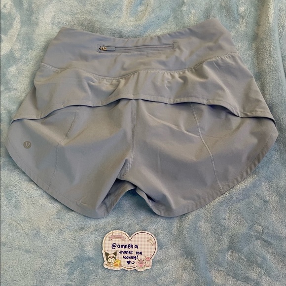 Lululemon Blue linen mid rise 4” speed up short size 2 tall excellent condition - Picture 2 of 3
